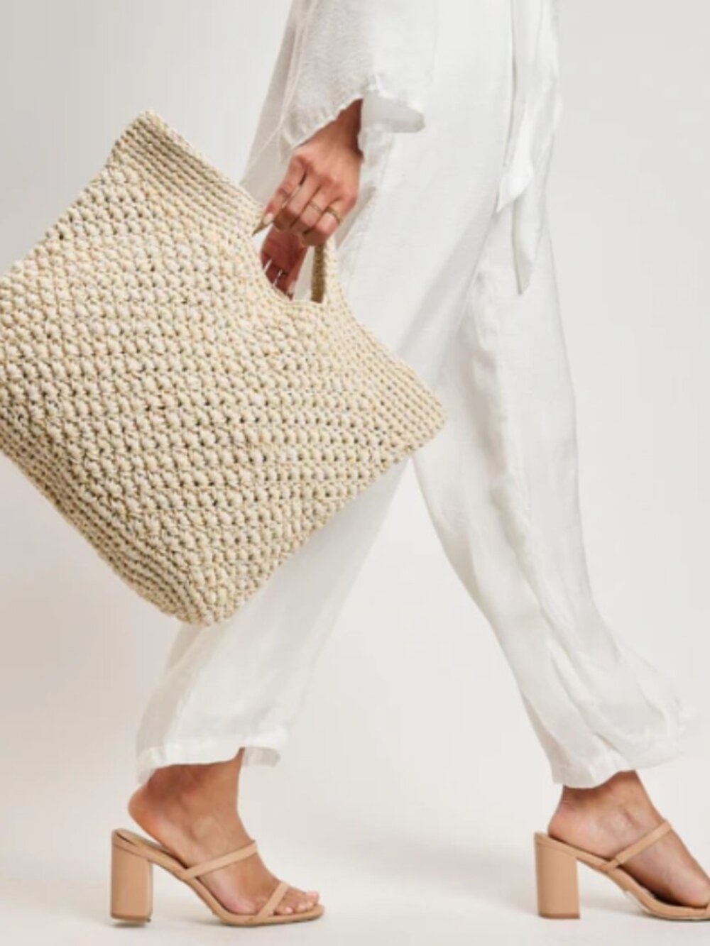 NWT Marisol Woven Tote Bag Large Boho Beach Shoulder Bag Trendy Oversized - Picture 2 of 5